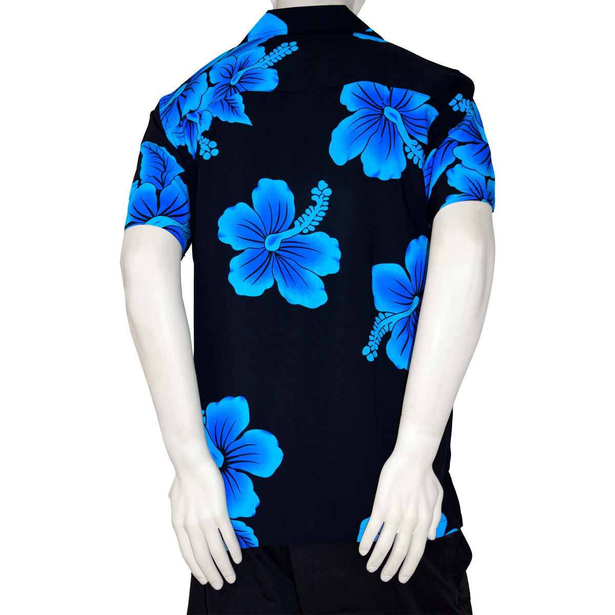 Hibiscus Flower Men's Hawaiian Aloha Shirt (Rayon) Black/Turquoise | Favant Apparel