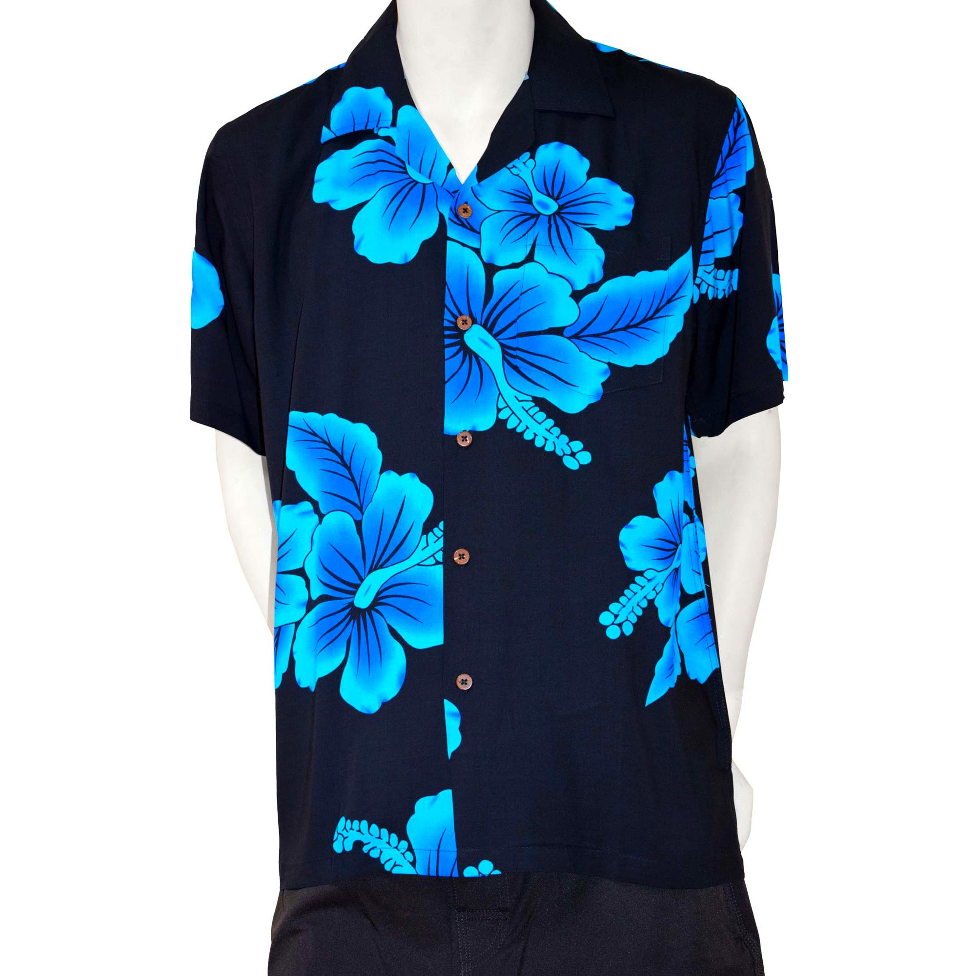 Funky Hawaiian Shirt Hibiscus Indigo Blue