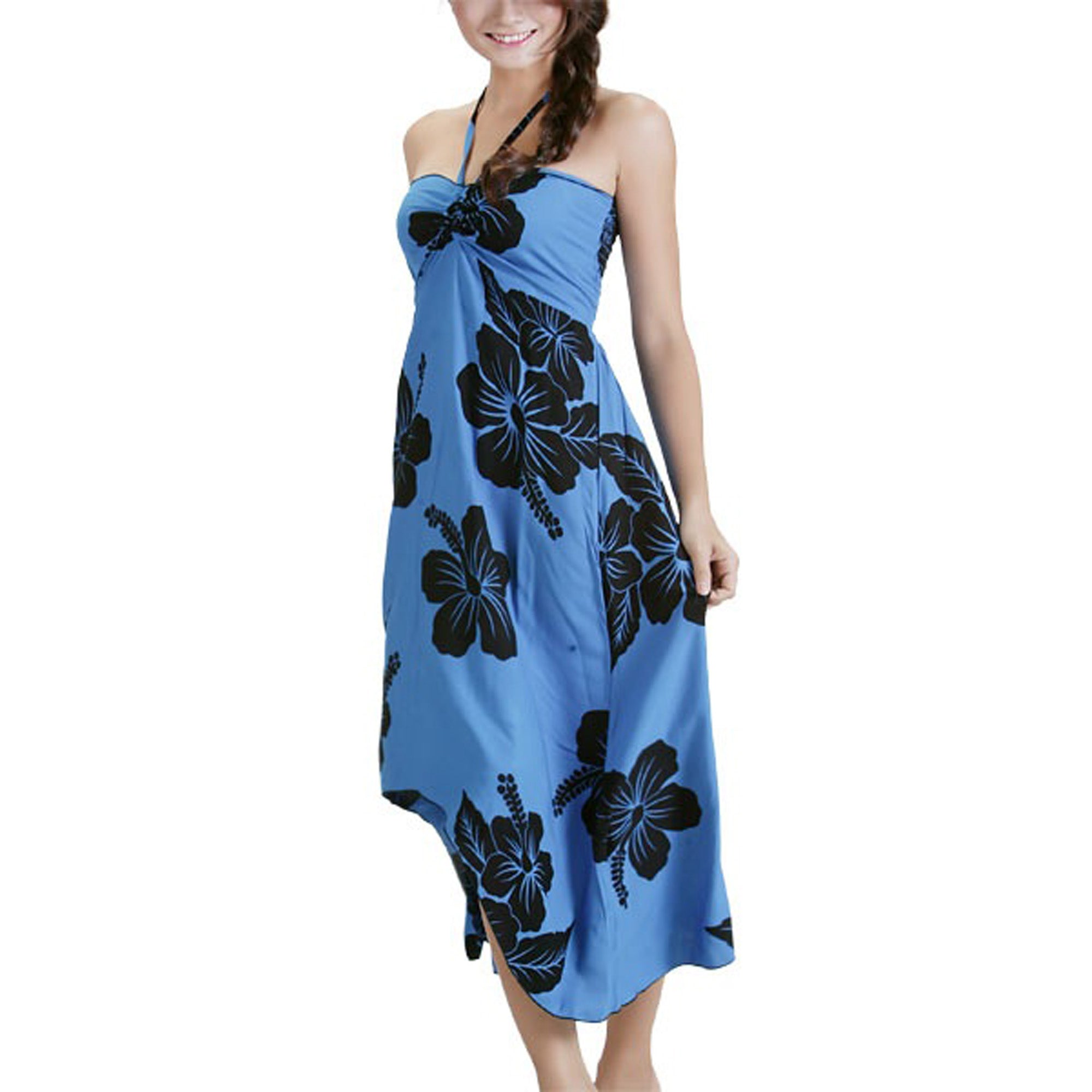 butterfly dress womens Hibiscus Women's Halter Butterfly Dress BLUE/BLACK