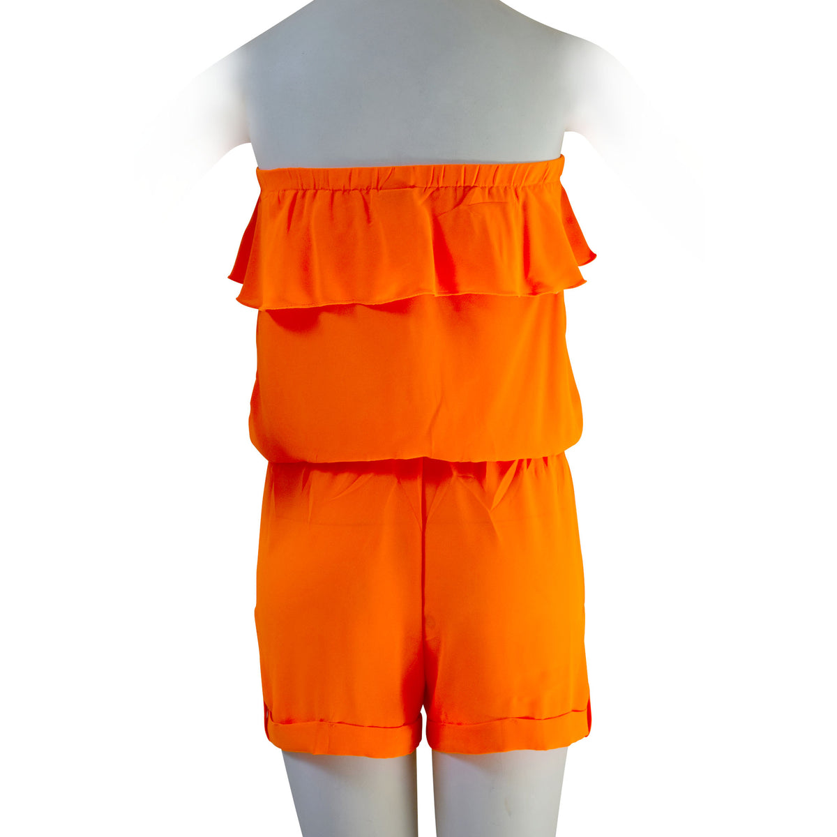 Strapless Ruffle Shorts Solid Romper – Favant